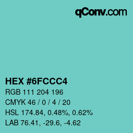 Color code: HEX #6FCCC4 | qconv.com