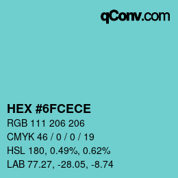 Color code: HEX #6FCECE | qconv.com