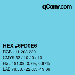 カラーコード: HEX #6FD0E6 | qconv.com