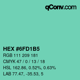 Color code: HEX #6FD1B5 | qconv.com