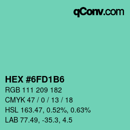 Color code: HEX #6fd1b6 | qconv.com