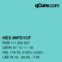 Color code: HEX #6FD1CF | qconv.com