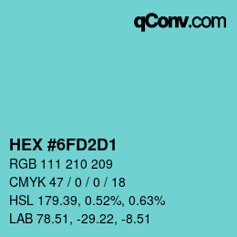 Color code: HEX #6FD2D1 | qconv.com