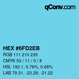 Color code: HEX #6FD2EB | qconv.com