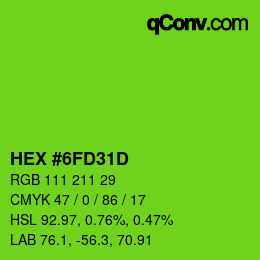 Color code: HEX #6FD31D | qconv.com