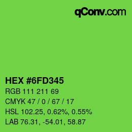 Color code: HEX #6FD345 | qconv.com