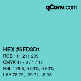 Color code: HEX #6FD3D1 | qconv.com