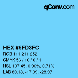 Color code: HEX #6FD3FC | qconv.com