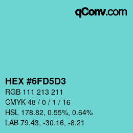 Color code: HEX #6FD5D3 | qconv.com