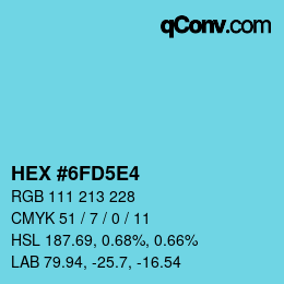 Farbcode: HEX #6FD5E4 | qconv.com