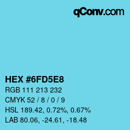 カラーコード: HEX #6FD5E8 | qconv.com