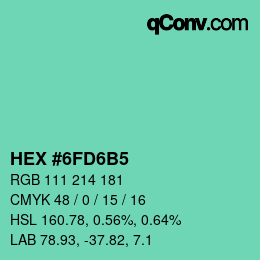 颜色代码: HEX #6FD6B5 | qconv.com