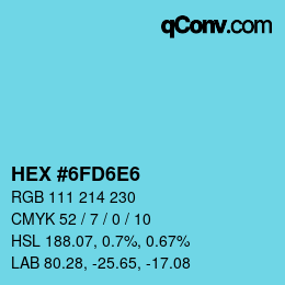 カラーコード: HEX #6FD6E6 | qconv.com