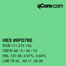 Color code: HEX #6FD78E | qconv.com