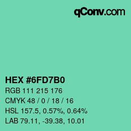 カラーコード: HEX #6FD7B0 | qconv.com