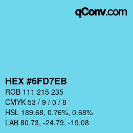 Color code: HEX #6FD7EB | qconv.com