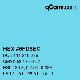 Color code: HEX #6FD8EC | qconv.com