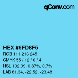 Farbcode: HEX #6FD8F5 | qconv.com