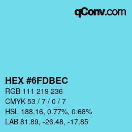 カラーコード: HEX #6FDBEC | qconv.com