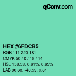 カラーコード: HEX #6FDCB5 | qconv.com