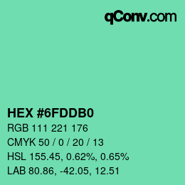 カラーコード: HEX #6FDDB0 | qconv.com