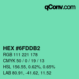 颜色代码: HEX #6FDDB2 | qconv.com