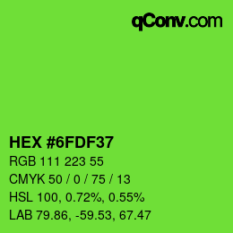カラーコード: HEX #6FDF37 | qconv.com