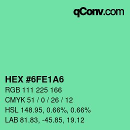カラーコード: HEX #6FE1A6 | qconv.com