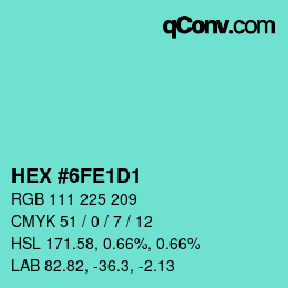 颜色代码: HEX #6FE1D1 | qconv.com
