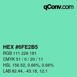 颜色代码: HEX #6FE2B5 | qconv.com
