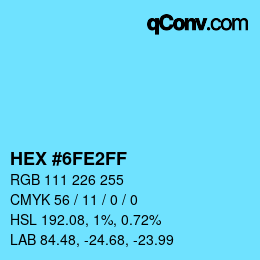 Color code: HEX #6FE2FF | qconv.com