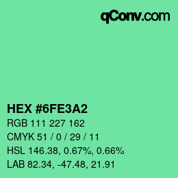 Color code: HEX #6FE3A2 | qconv.com