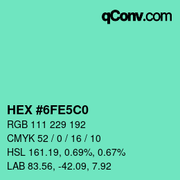 Color code: HEX #6FE5C0 | qconv.com
