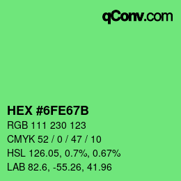 Color code: HEX #6FE67B | qconv.com