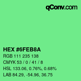 Code couleur: HEX #6FEB8A | qconv.com