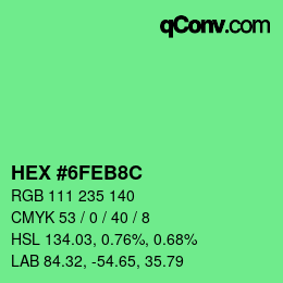 Color code: HEX #6FEB8C | qconv.com