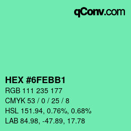Farbcode: HEX #6FEBB1 | qconv.com