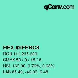 Color code: HEX #6FEBC8 | qconv.com