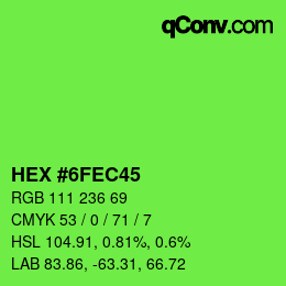 Color code: HEX #6FEC45 | qconv.com