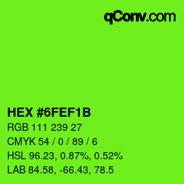 Farbcode: HEX #6FEF1B | qconv.com