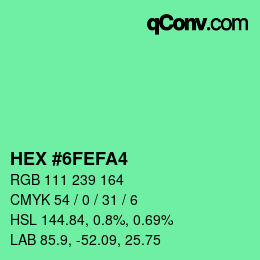 Color code: HEX #6FEFA4 | qconv.com