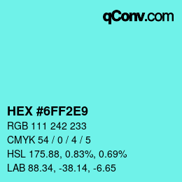 颜色代码: HEX #6FF2E9 | qconv.com
