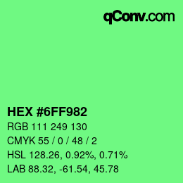 カラーコード: HEX #6FF982 | qconv.com
