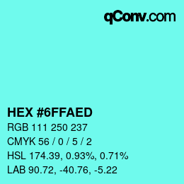 颜色代码: HEX #6FFAED | qconv.com