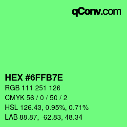 Color code: HEX #6FFB7E | qconv.com