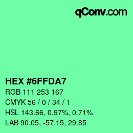 Color code: HEX #6FFDA7 | qconv.com