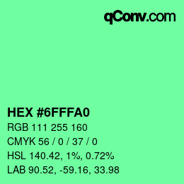 Color code: HEX #6FFFA0 | qconv.com