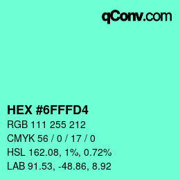 Color code: HEX #6FFFD4 | qconv.com