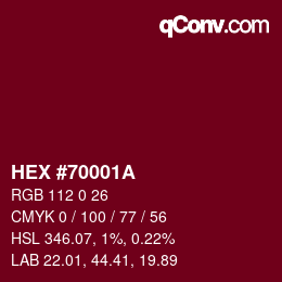 Color code: HEX #70001A | qconv.com