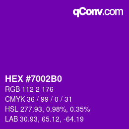颜色代码: HEX #7002B0 | qconv.com